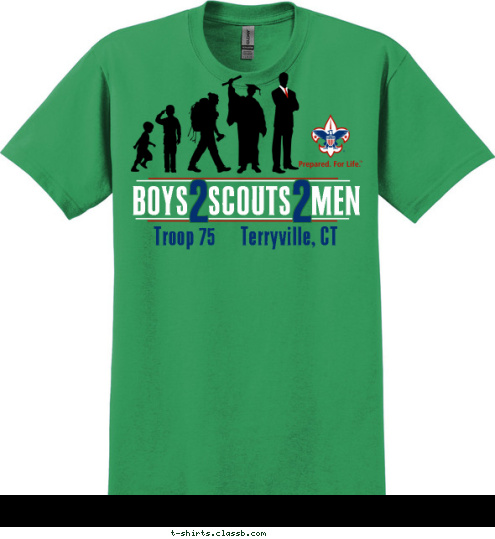 2 2 BOYS   SCOUTS   MEN Troop 75      Terryville, CT T-shirt Design 