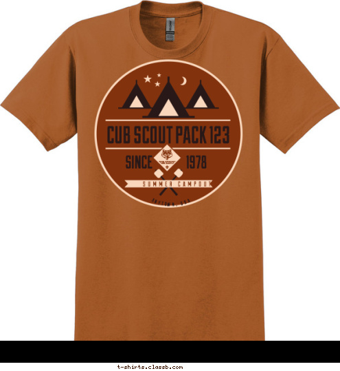 ANYTOWN, USA SUMMER CAMPOUT 1978 SINCE CUB SCOUT PACK 123 T-shirt Design 