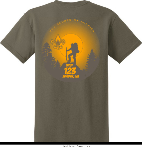 BOY SCOUTS OF AMERICA TROOP 123 BOY SCOUT Anytown, USA 123 TROOP T-shirt Design 