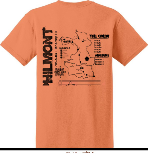 Scout 1
Scout 2
Scout 3
Scout 4
Scout 5
Scout 6 St. Peters, MO Leader 1
Leader 2
Leader 3
 Calvary Church Troop 957 ADVISORS ADVISORS THE CREW THE CREW Crew 705-S-03 • Itinerary 10 2016 T-shirt Design 