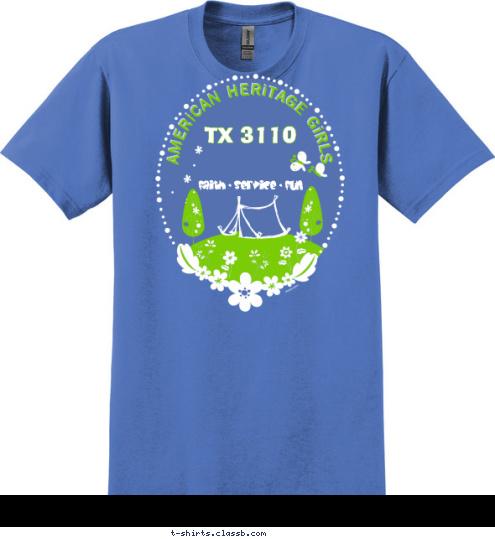 AMERiCAN HERiTAGE GiRLS faith - service - fun TX 3110 T-shirt Design AHG class B