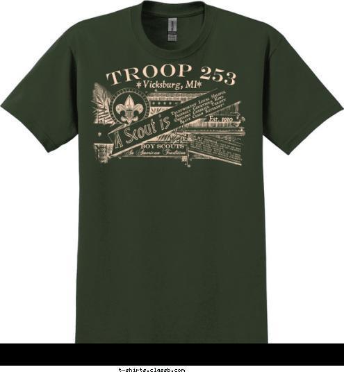 TROOP 253 Vicksburg, MI Est. 1910 T-shirt Design 