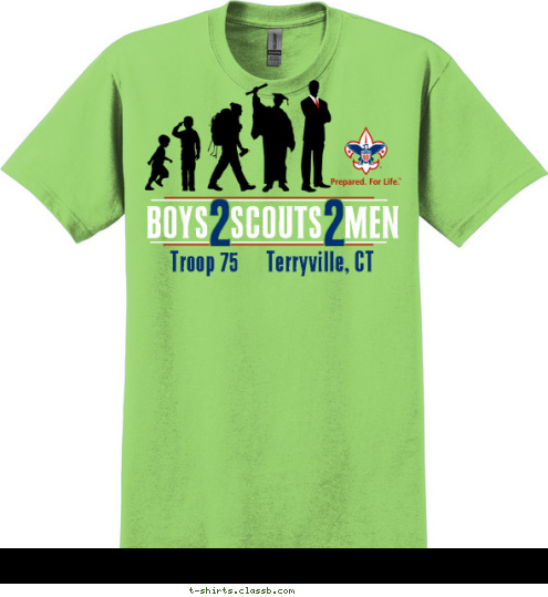 2 2 BOYS   SCOUTS   MEN Troop 75      Terryville, CT T-shirt Design 