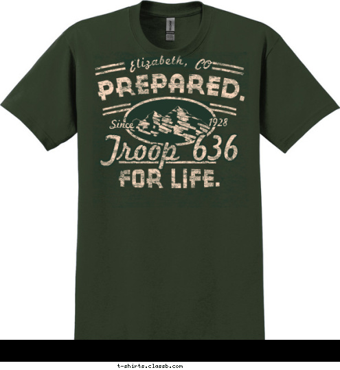 1928 Since Troop 636 Elizabeth, CO T-shirt Design 