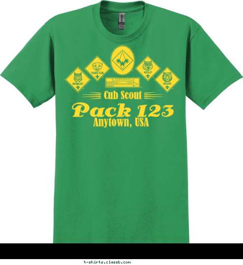 Anytown, USA Pack 123 Cub Scout  T-shirt Design 