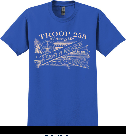 TROOP 253 Vicksburg, MI Est. 1910 T-shirt Design 