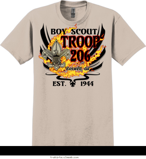 Est.    1944 Roswell, Ga TROOP
206 Boy Scout T-shirt Design 