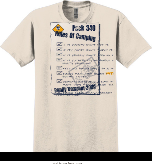 Family Campout 2009 Rules Of Camping Pack 340 T-shirt Design 