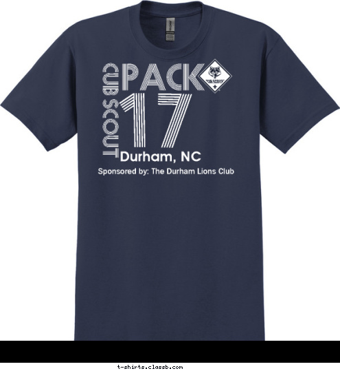 Sponsored by: The Durham Lions Club Durham, NC
 CUB SCOUT
 17  PACK T-shirt Design 