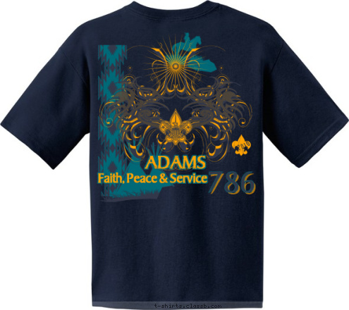 ADAMS 786 TROOP 786 All Dulles Area Muslim Society 2010 786 ADAMS Faith, Peace & Service T-shirt Design 