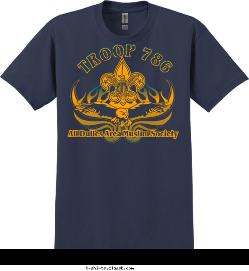 ADAMS 786 TROOP 786 All Dulles Area Muslim Society 2010 786 ADAMS Faith, Peace & Service T-shirt Design 