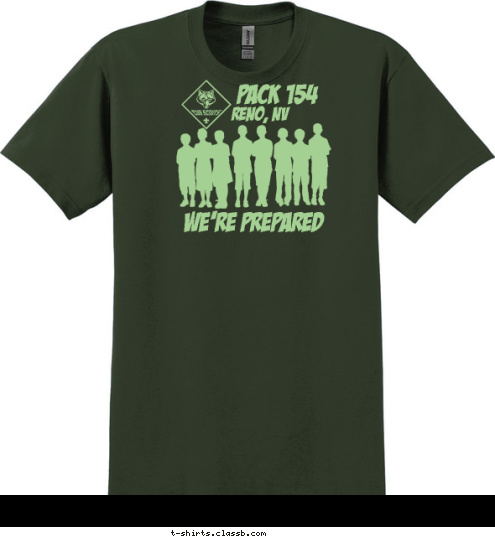 WE'RE PREPARED Reno, NV PACK 154 T-shirt Design 