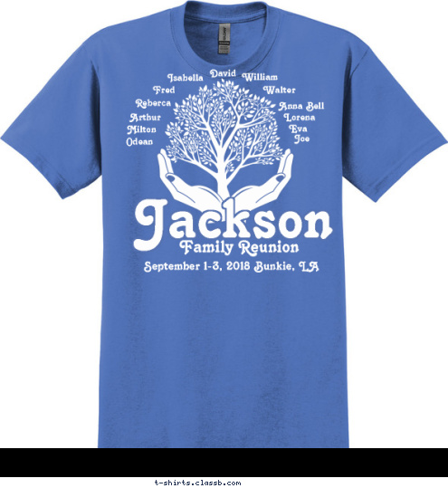 Eva Odean Milton Lorena Joe Anna Bell Arthur Reberca David Fred William Isabella Walter Family Reunion September 2-5, 2016 Bunkie, LA Jackson T-shirt Design 