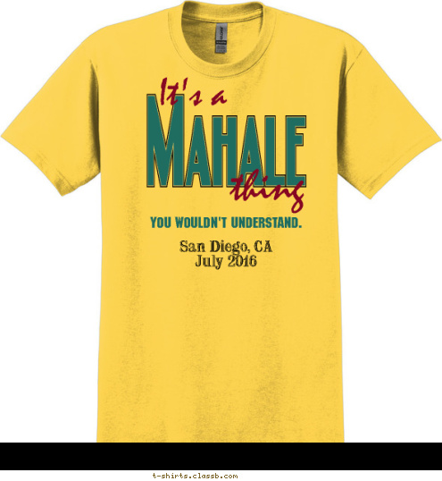 San Diego, CA
July 2016 You wouldn't understand.
 thing It's a Mahale T-shirt Design 