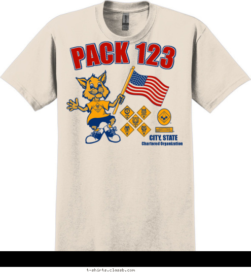 PACK 123 ANYTOWN, USA Chartered Organization T-shirt Design SP85