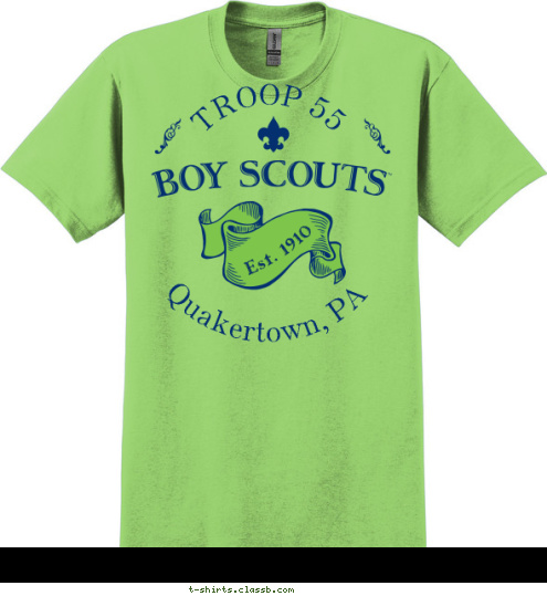 Est. 1910 Quakertown, PA TROOP 55 T-shirt Design 