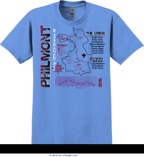 Troop 1078 • Itinerary 20 THE CREW THE CREW ADVISORS ADVISORS Mark Allen
Craig Meldrum
David Monk
Curtis Turner


 Drake Allen
Kolby Allen
Ian Marshall
Steven Meldrum
Samuel Monk
Abram Riggs
Joshua Shipp
Jonah Turner
 2016 T-shirt Design 