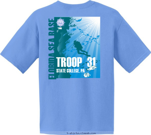 STATE COLLEGE, PA TROOP  31 2016 FLORIDA SEA BASE T-shirt Design 