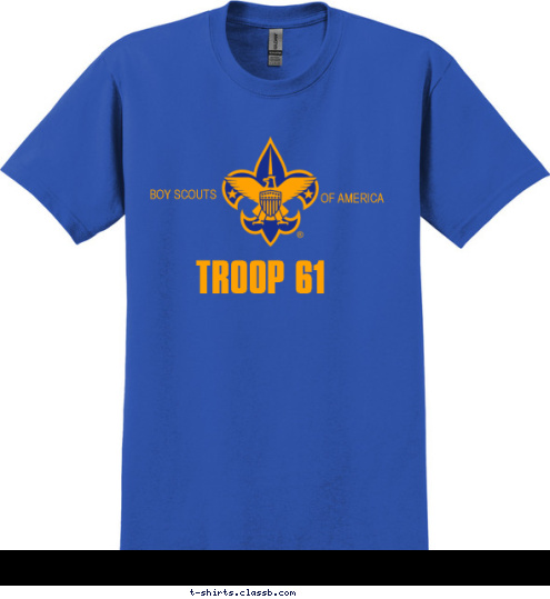 ANYTOWN, USA OF AMERICA BOY SCOUTS TROOP 61 T-shirt Design 61 Blue/Gold