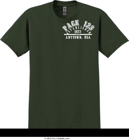 ANYTOWN, USA 1972 ESTABLISHED PACK 123 T-shirt Design 