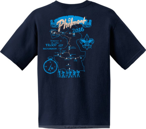 PHILMONT 2016 PHILMONT TROOP 437 ANYTOWN, USA PHILMONT TROOP 123 RICHARDSON, TX TROOP 437 88 miles Itinerary 27 T-shirt Design 