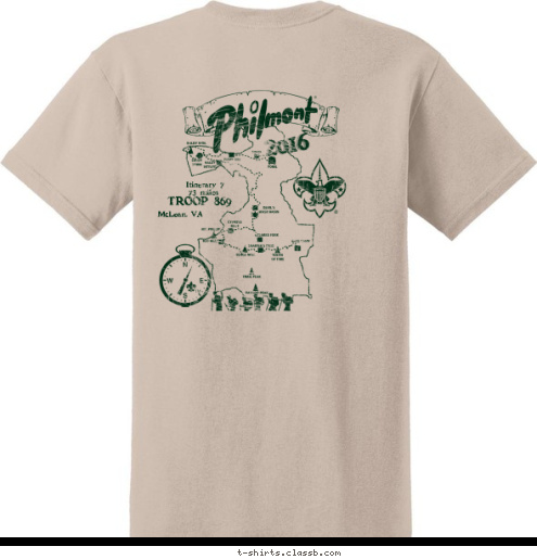 2016 McLean, VA TROOP 869 McLean, VA TROOP 869 73 miles Itinerary 7 T-shirt Design 