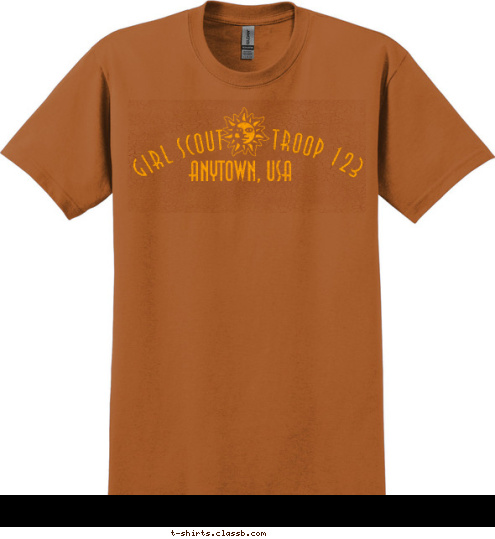 ANYTOWN, USA TROOP 123  GIRL SCOUT  T-shirt Design 