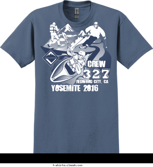 YOSEMITE 2016 REDWOOD CITY, CA CREW 327 T-shirt Design 