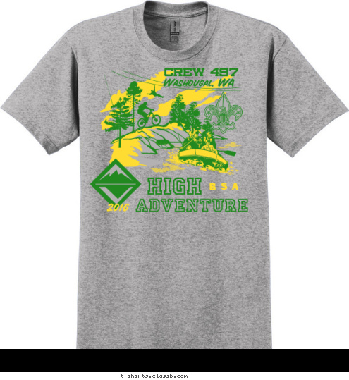 VENTURING 2016 BSA Crew 497 Washougal, WA  ADVENTURE HIGH T-shirt Design 