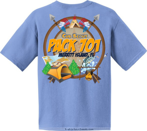 123 CUB SCOUT PACK ANYTOWN, USA PACK 701 Merritt Island, FL T-shirt Design 