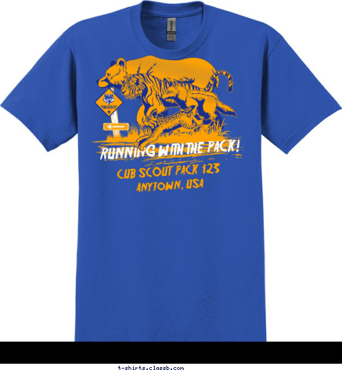 CUB SCOUT  PACK  123 Anytown, USA RUNNING WITH THE PACK! T-shirt Design 