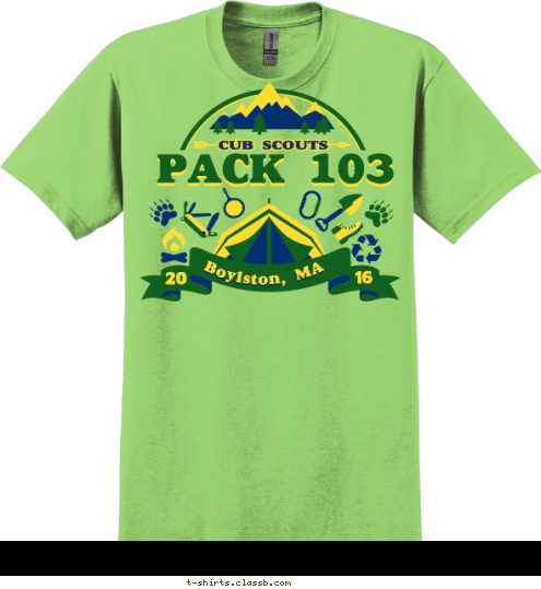 16 20 PACK 103 Boylston, MA T-shirt Design 