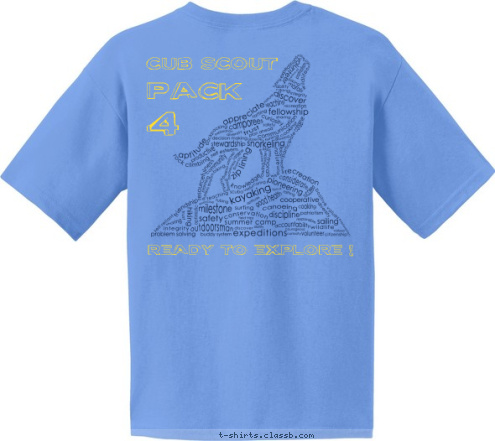 CUB PACK 4 SAINT BEDE CUB SCOUT EST. 1935 PACK 4 READY TO EXPLORE ! T-shirt Design 2016 - Pack 4 T-Shirt - Option A (Carolina Blue C-)