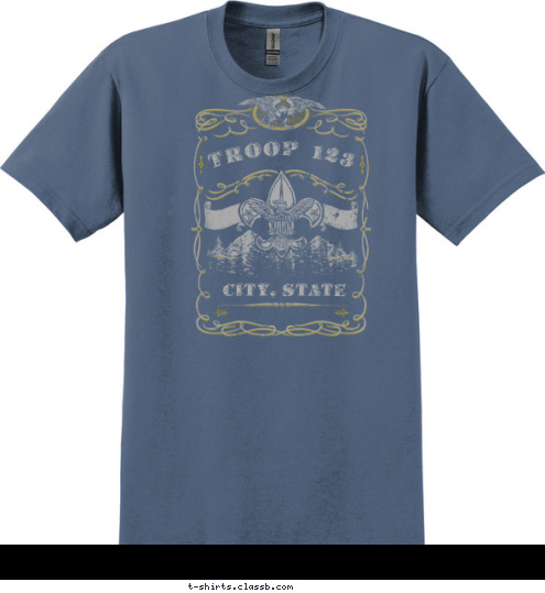 1910 EST CITY, STATE TROOP 123 T-shirt Design SP6625