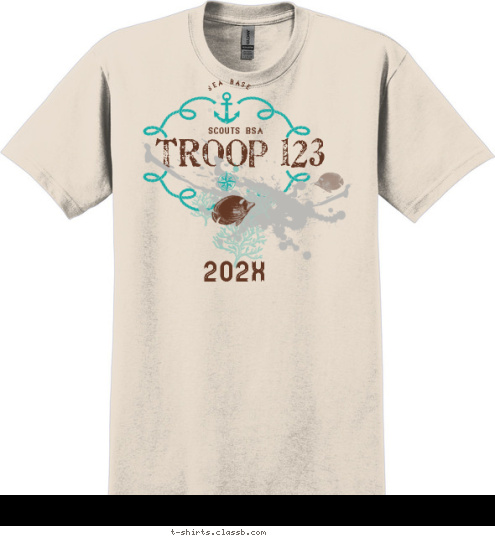 KEYS FLA. BOY SCOUTS OF AMERICA FLORIDA SEA BASE TROOP 123 T-shirt Design SP6620