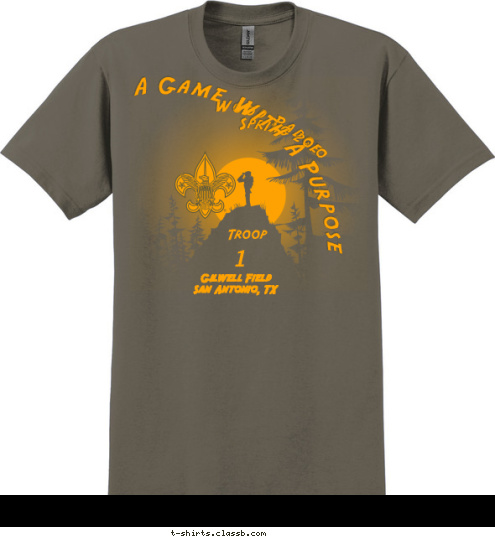 A Game With A Purpose Spring 2010 Wood Badge Gilwell Field
San Antonio, TX     1
 Troop T-shirt Design 