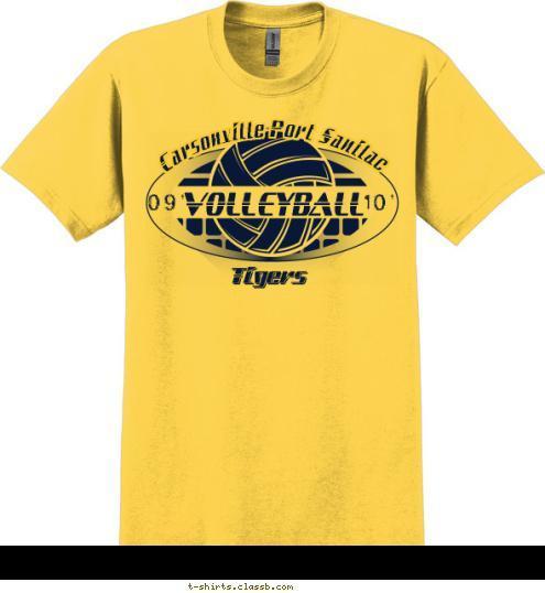 Name Carsonville-Port Sanilac Tigers 10' 09' VOLLEYBALL T-shirt Design 