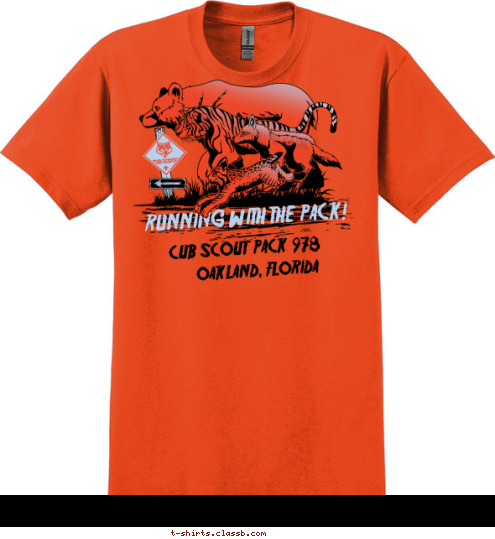 CUB SCOUT  PACK  978 OAKLAND, FLORIDA RUNNING WITH THE PACK! T-shirt Design 