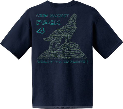 CUB PACK 4 SAINT BEDE EST. 1935 CUB SCOUT PACK 4 READY TO EXPLORE ! T-shirt Design 2016 - Pack 4 T-Shirt - Option A (Navy Glow)