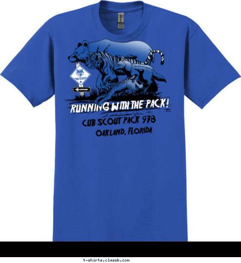 New Text CUB SCOUT  PACK  978 Oakland, Florida RUNNING WITH THE PACK! T-shirt Design 