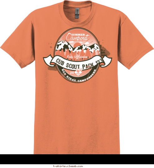 15 20 CUB SCOUT PACK 123 RED RIDGE CAMPGROUND Ready for Adventure Campout SUMMER T-shirt Design 