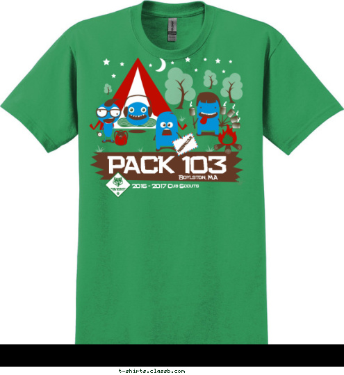 2016 - 2017 Cub Scouts Boylston, MA PACK 103 T-shirt Design 