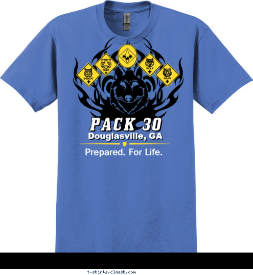 Prepared. For Life. Douglasville, GA PACK 30 T-shirt Design 