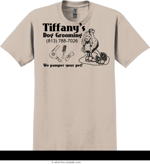 We pamper your pet! (813) 788-7026 Dog Grooming Tiffany's T-shirt Design sp680