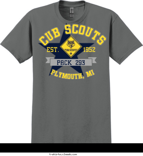 PLYMOUTH, MI PACK 293 EST.       1952 CUB SCOUTS T-shirt Design 