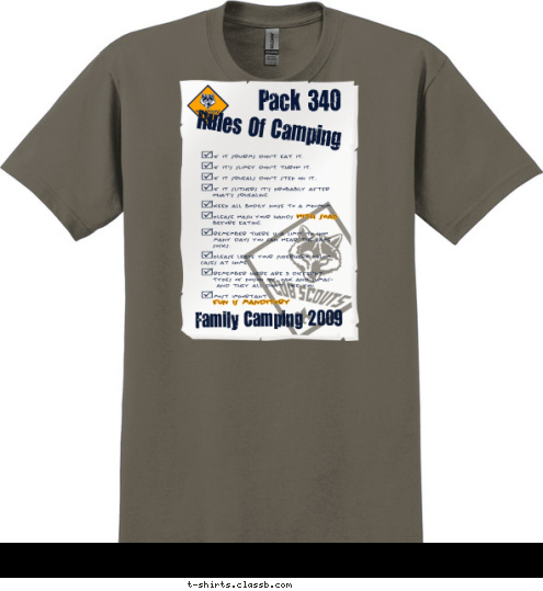 Family Camping 2009 Rules Of Camping Pack 340 T-shirt Design 