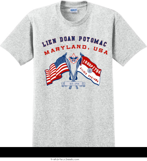 LIEN DOAN POTOMAC MARYLAND, USA EST. 1794 MD SILVER SPRING, TROOP 1794 T-shirt Design 