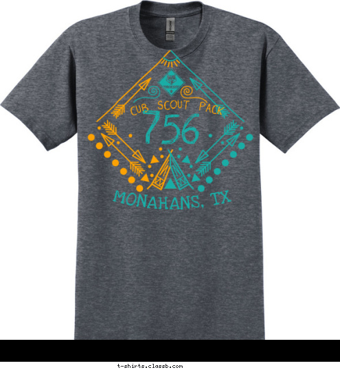 New Text MONAHANS, TX 756 CUB SCOUT PACK T-shirt Design 