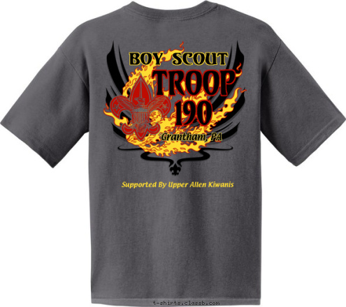 Supported By Upper Allen Kiwanis Grantham, PA Troop 190 TROOP
190 Grantham, PA Boy Scout T-shirt Design 