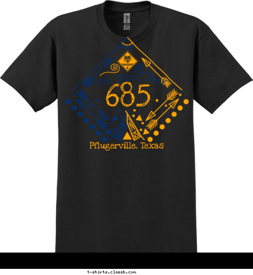 Pflugerville, Texas 685 CUB SCOUT PACK T-shirt Design 